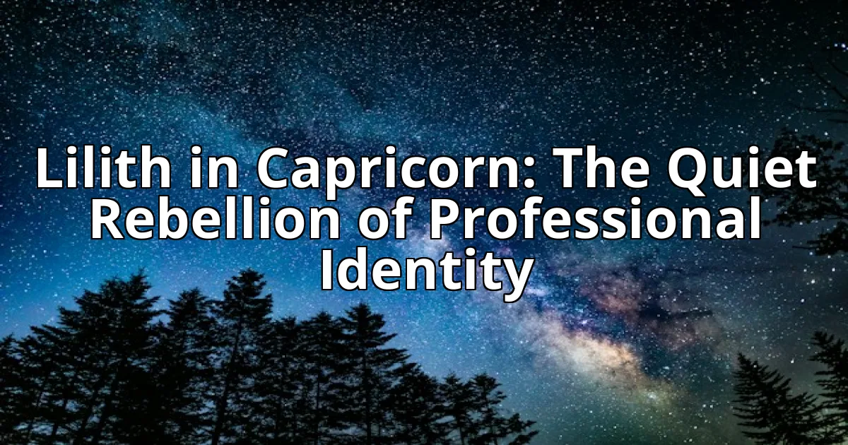 Lilith in Capricorn: The Quiet Rebellion of Professional Identity cover image